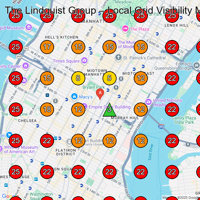 The Lindquist Group GeoGrid visibility map for Landscaper in New York